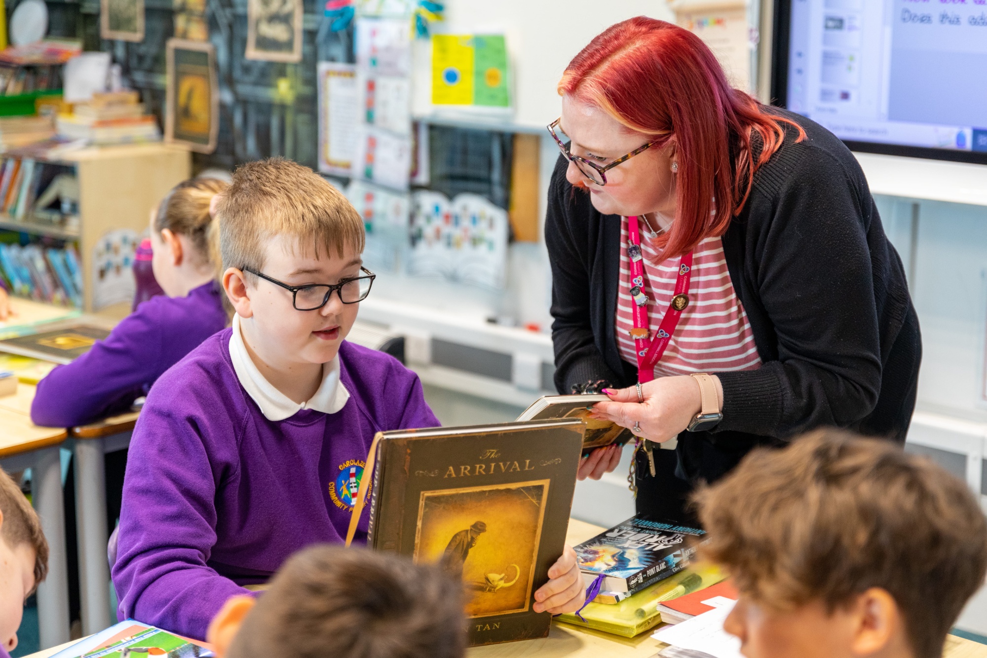 Child reading a book